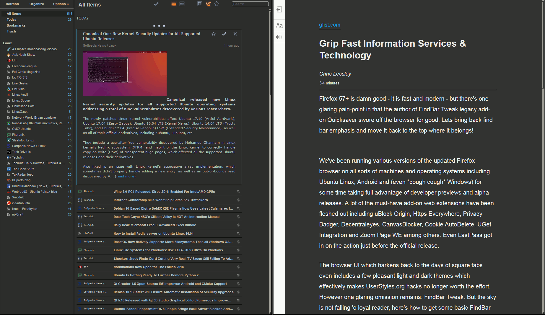 brief dark theme by gripfastistech.com vs reader