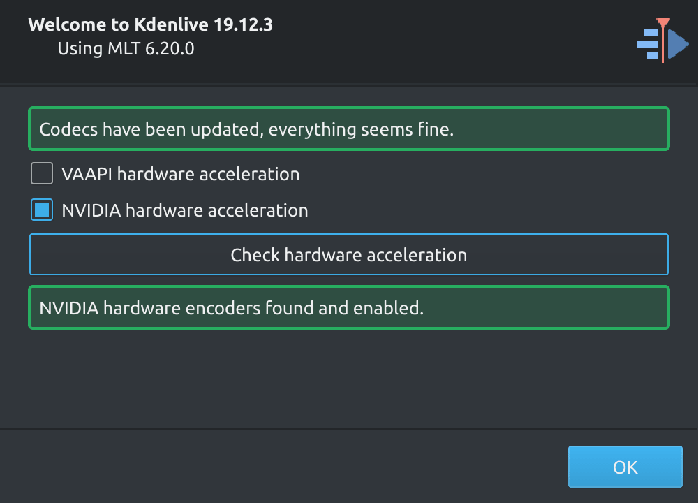 Kdenlive Configuration Wizard