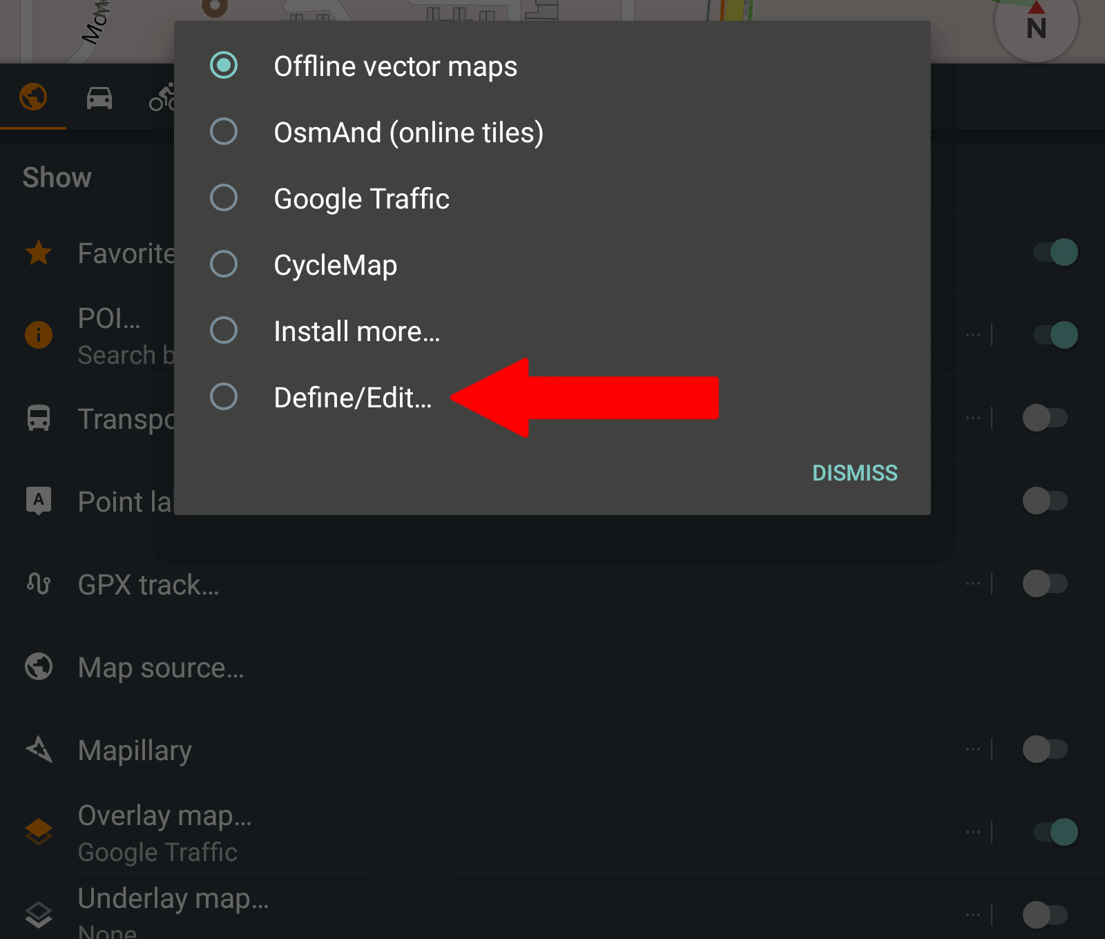 osmand menu options